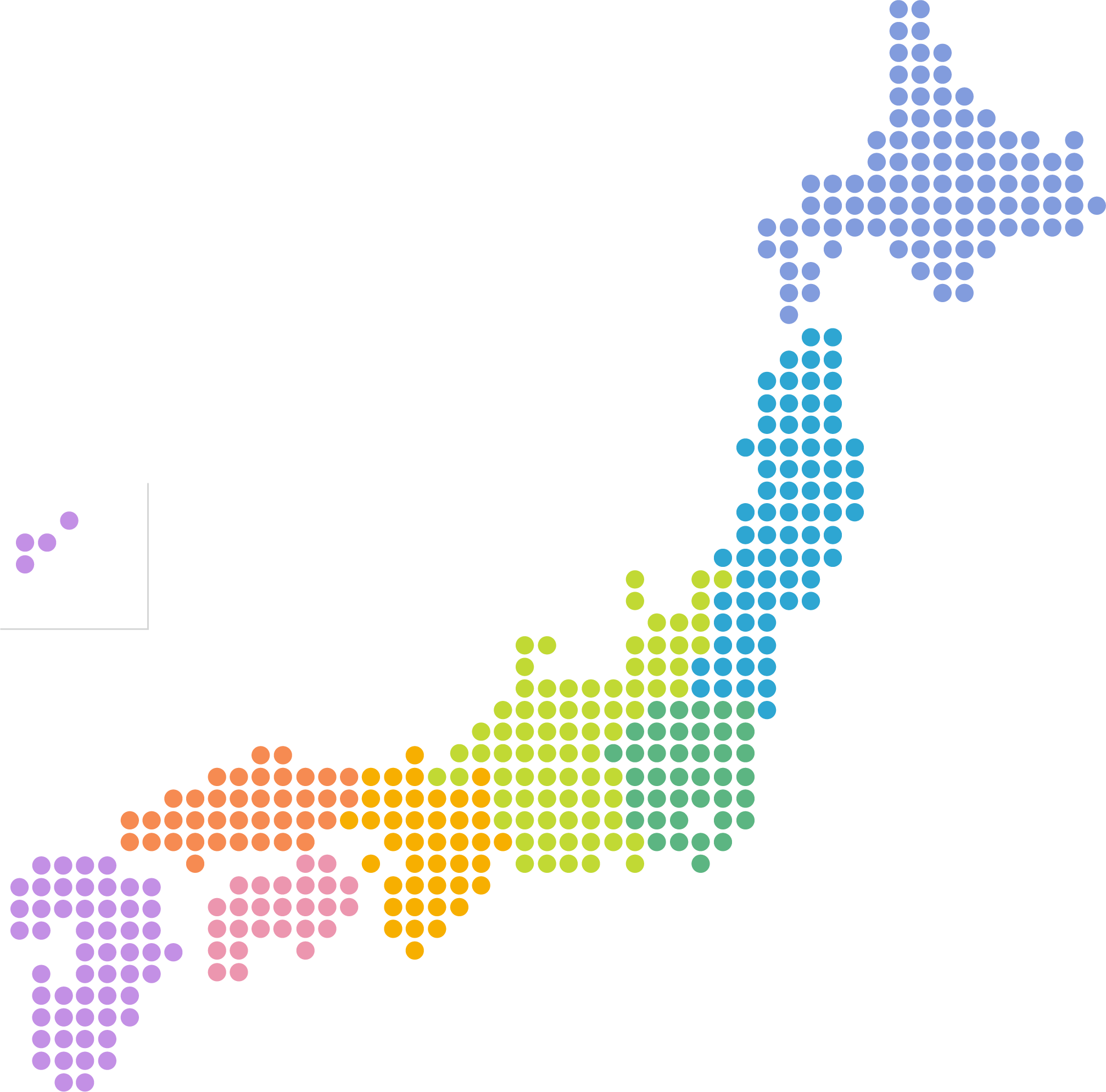 色分けされた日本地図
